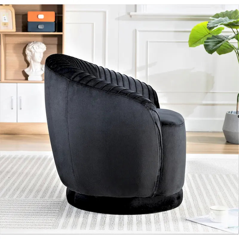 Petit fauteuil tonneau pivotant en velours Milvo