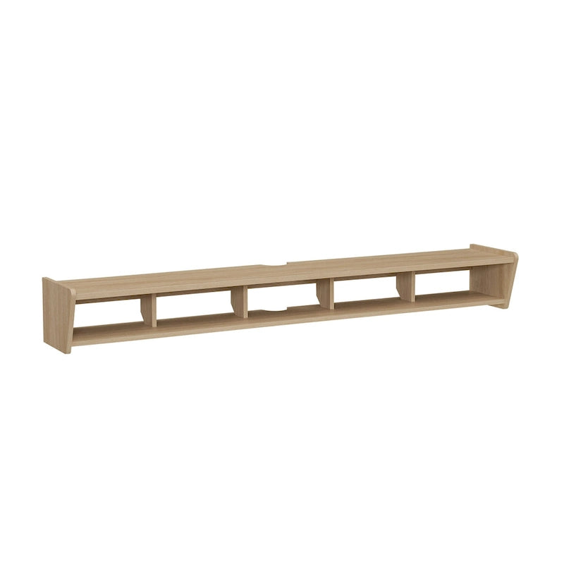 Floating Wall-Mounted TV Stand with Open Cubbies