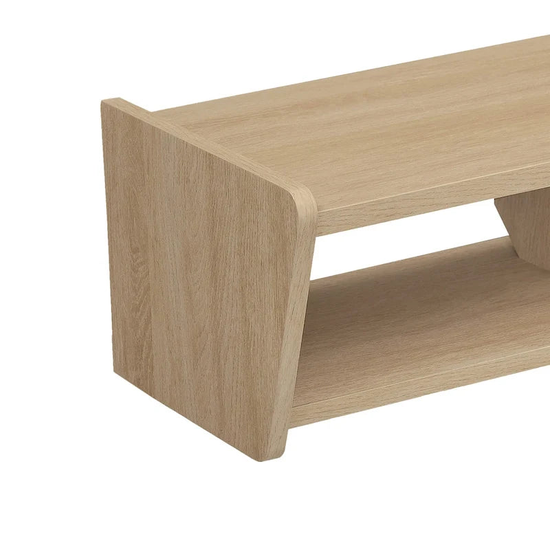 Floating Wall-Mounted TV Stand with Open Cubbies