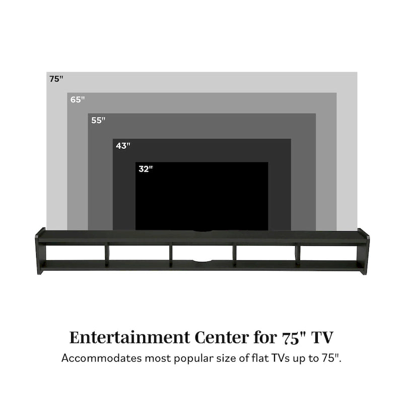 Floating Wall-Mounted TV Stand with Open Cubbies