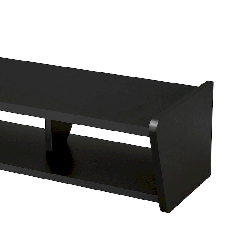 Floating Wall-Mounted TV Stand with Open Cubbies
