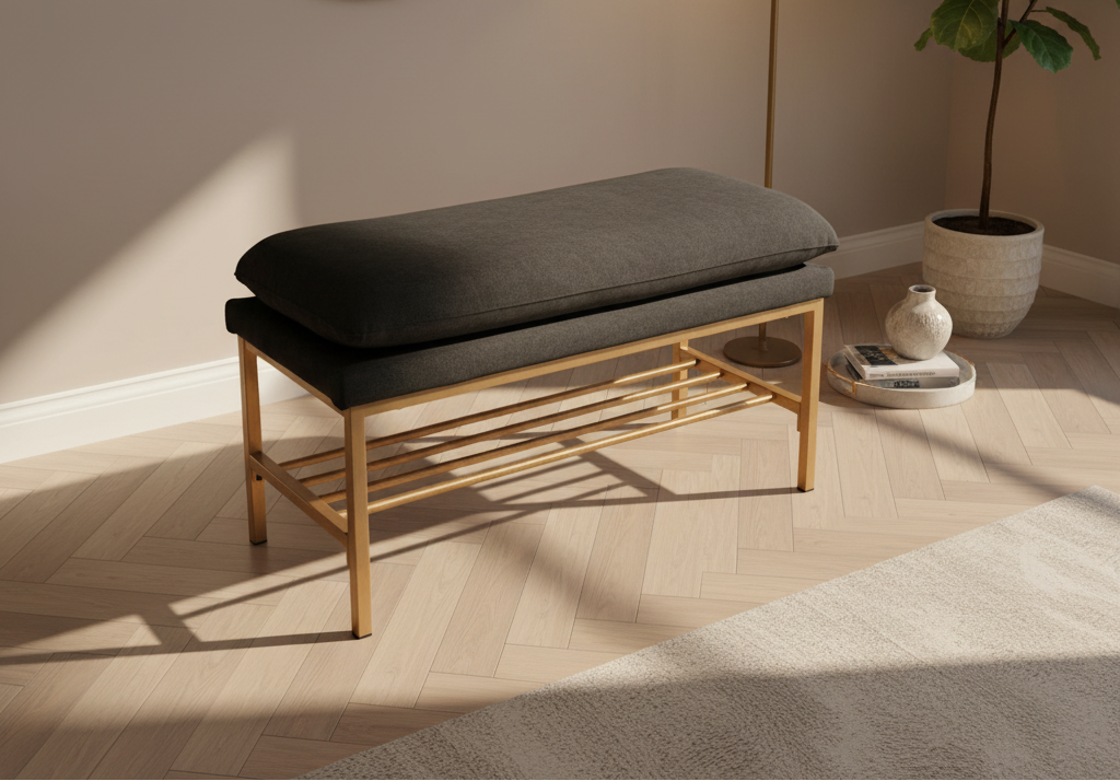 Linen Upholstered Storage Shoe Bench