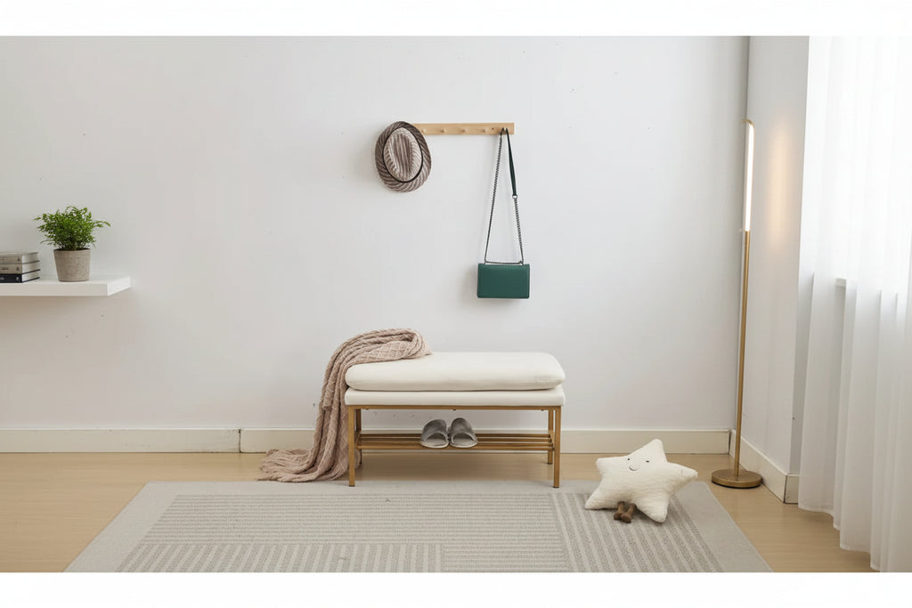 Linen Upholstered Storage Shoe Bench