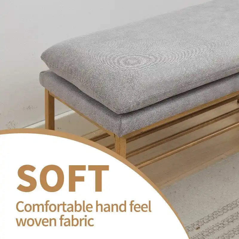 Linen Upholstered Storage Shoe Bench