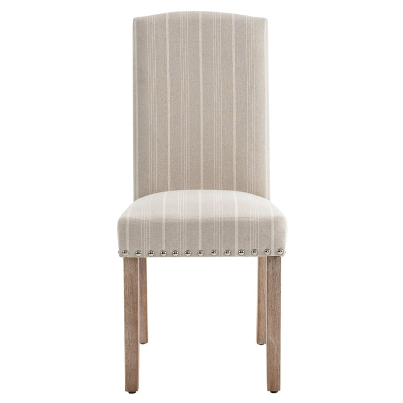 Gray Fabric Dining Chairs with Nailhead Trim