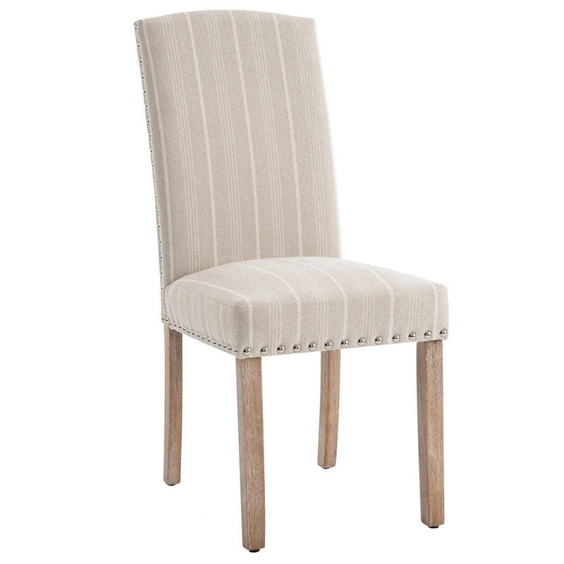 Gray Fabric Dining Chairs with Nailhead Trim