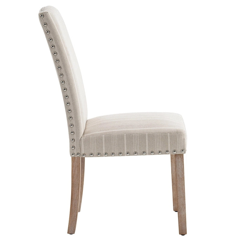 Gray Fabric Dining Chairs with Nailhead Trim