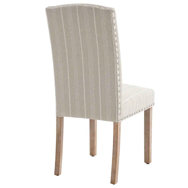Gray Fabric Dining Chairs with Nailhead Trim