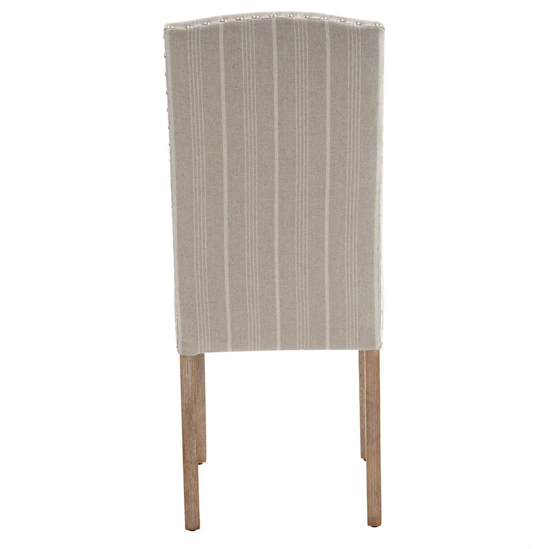 Gray Fabric Dining Chairs with Nailhead Trim