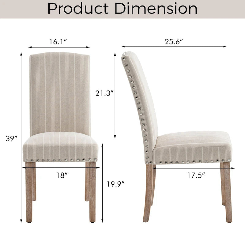 Gray Fabric Dining Chairs with Nailhead Trim