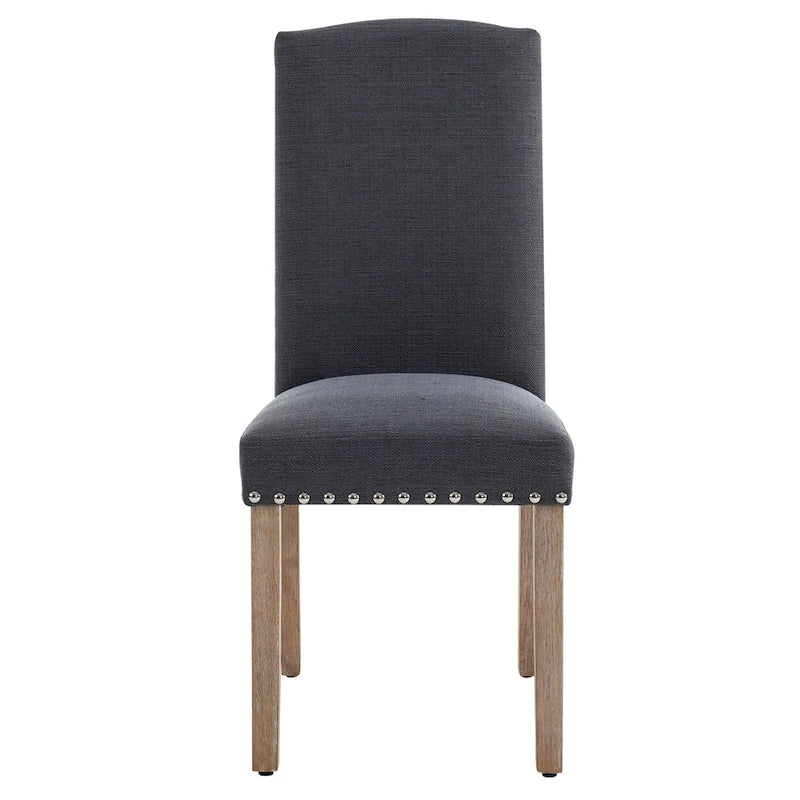 Gray Fabric Dining Chairs with Nailhead Trim