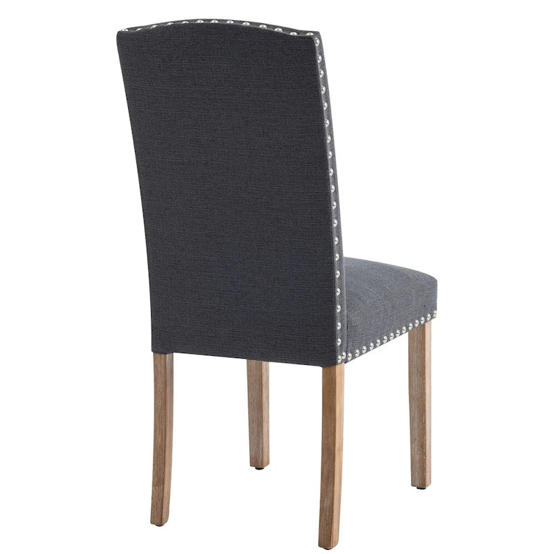 Gray Fabric Dining Chairs with Nailhead Trim