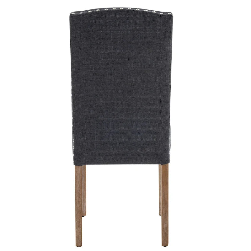Gray Fabric Dining Chairs with Nailhead Trim