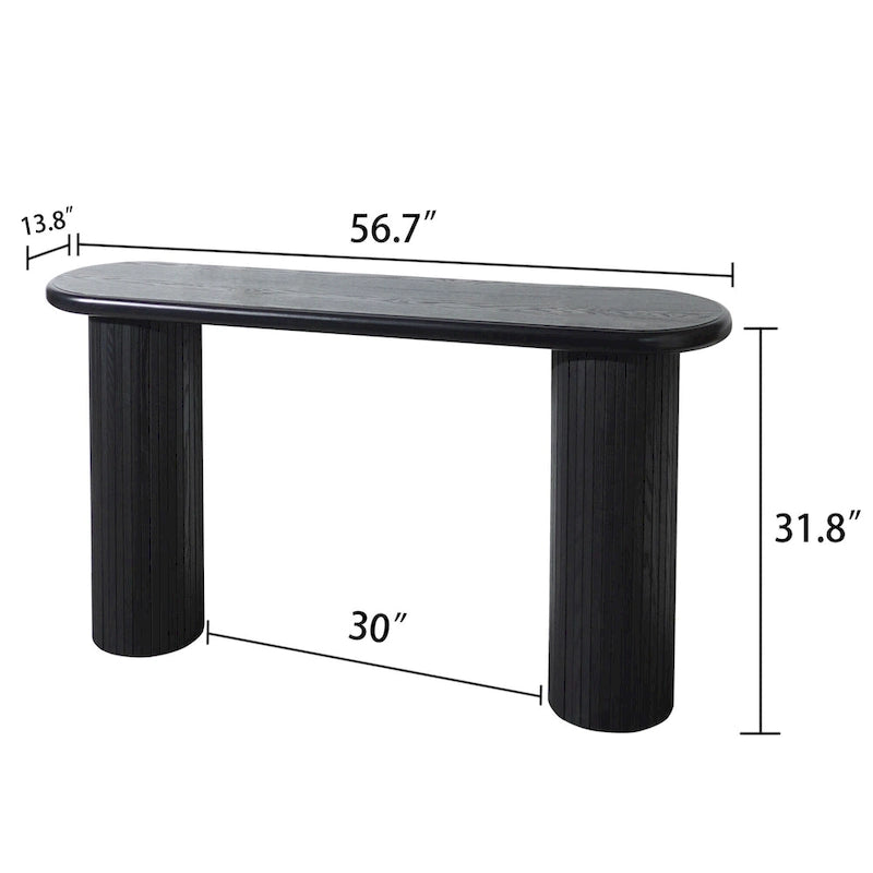 60 Wood Console Table with Ribbed Legs