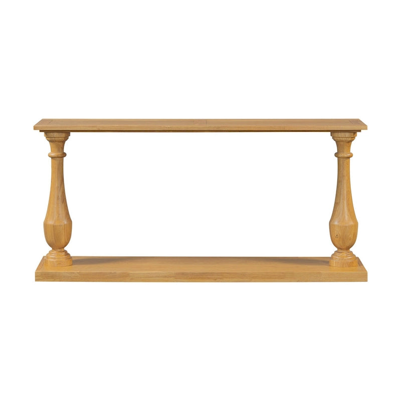 Vase-Leg Design Console Table Narrow Entryway Table Sofa Side Table with Bottom Shelf