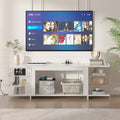 70" Rustic TV Stand without/with Fireplace Heater (2 Options), Media Entertainment Center with Storage Shelves