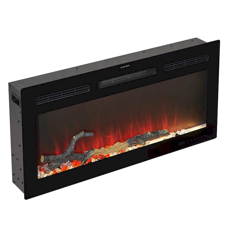 70" Rustic TV Stand without/with Fireplace Heater (2 Options), Media Entertainment Center with Storage Shelves