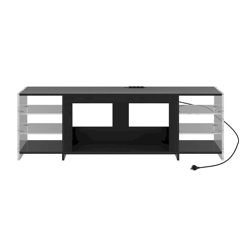 70" Rustic TV Stand without/with Fireplace Heater (2 Options), Media Entertainment Center with Storage Shelves