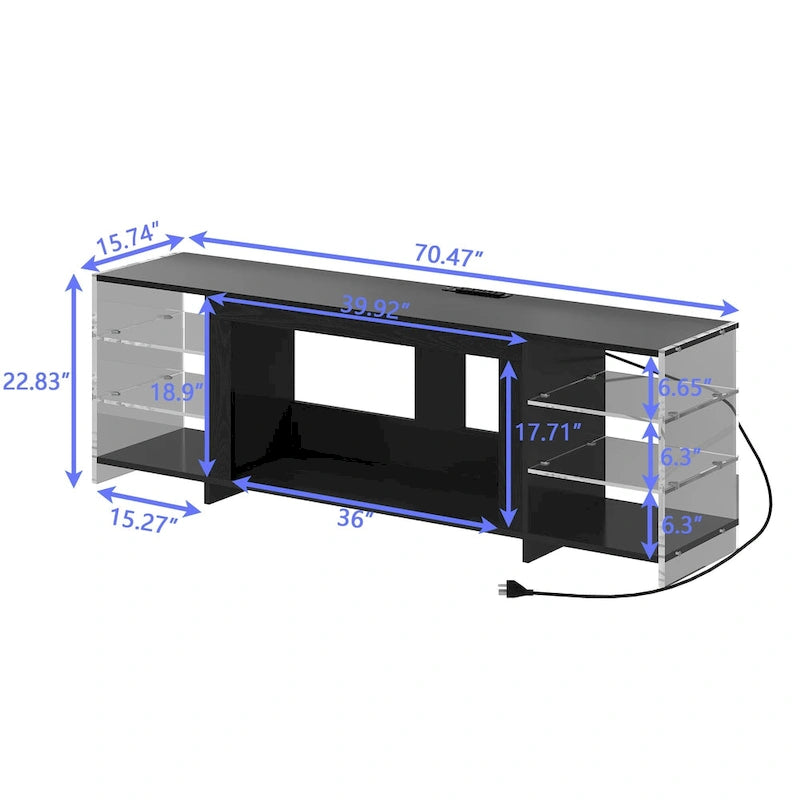 70" Rustic TV Stand without/with Fireplace Heater (2 Options), Media Entertainment Center with Storage Shelves