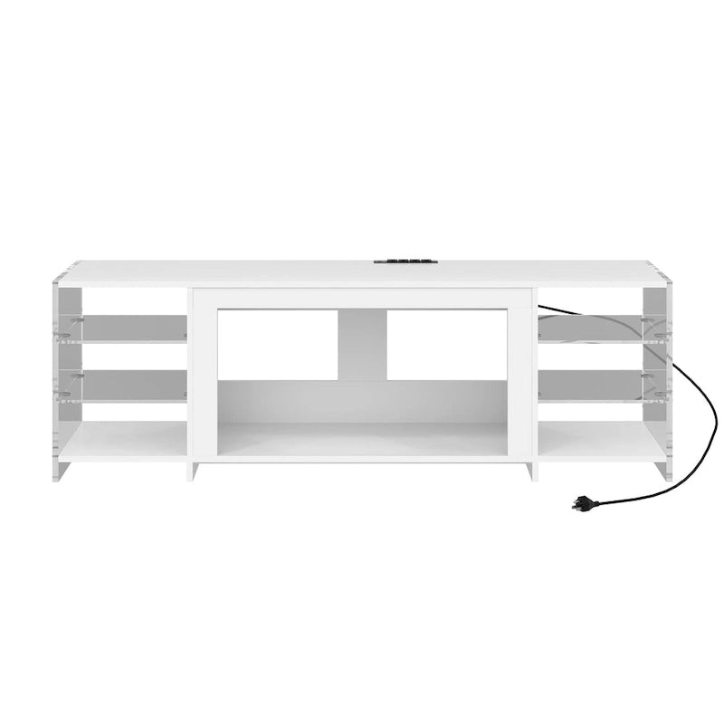70" Rustic TV Stand without/with Fireplace Heater (2 Options), Media Entertainment Center with Storage Shelves