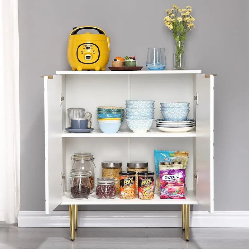 Modern 2-Door Sideboard Buffet Cabinet with Metal Legs