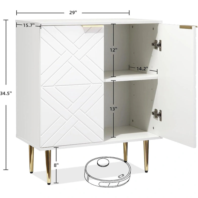 Modern 2-Door Sideboard Buffet Cabinet with Metal Legs
