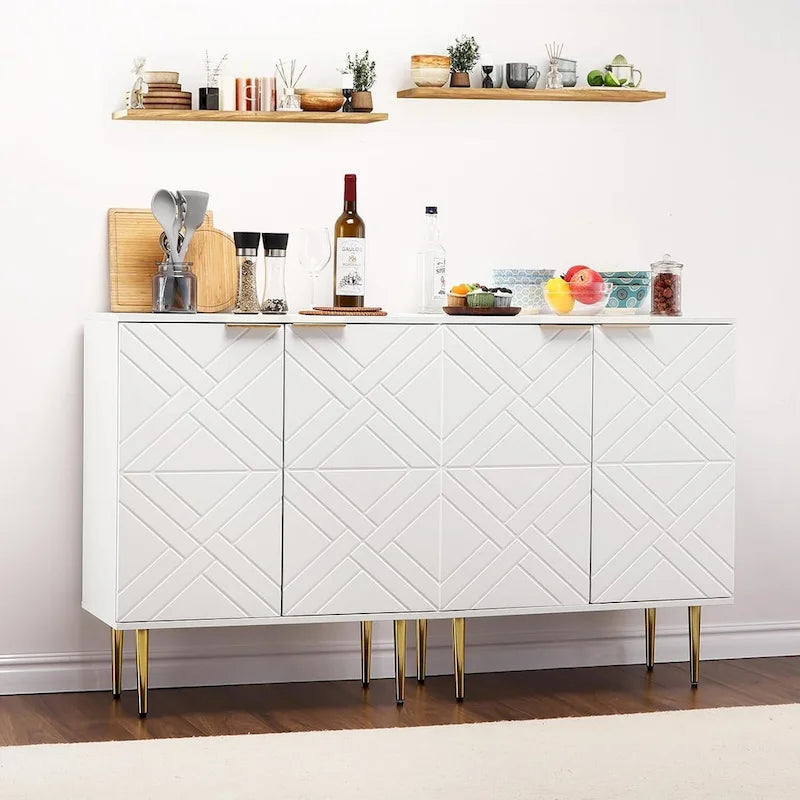 Modern 2-Door Sideboard Buffet Cabinet with Metal Legs