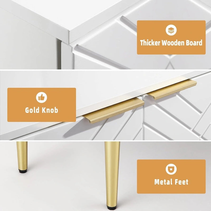 Modern 2-Door Sideboard Buffet Cabinet with Metal Legs