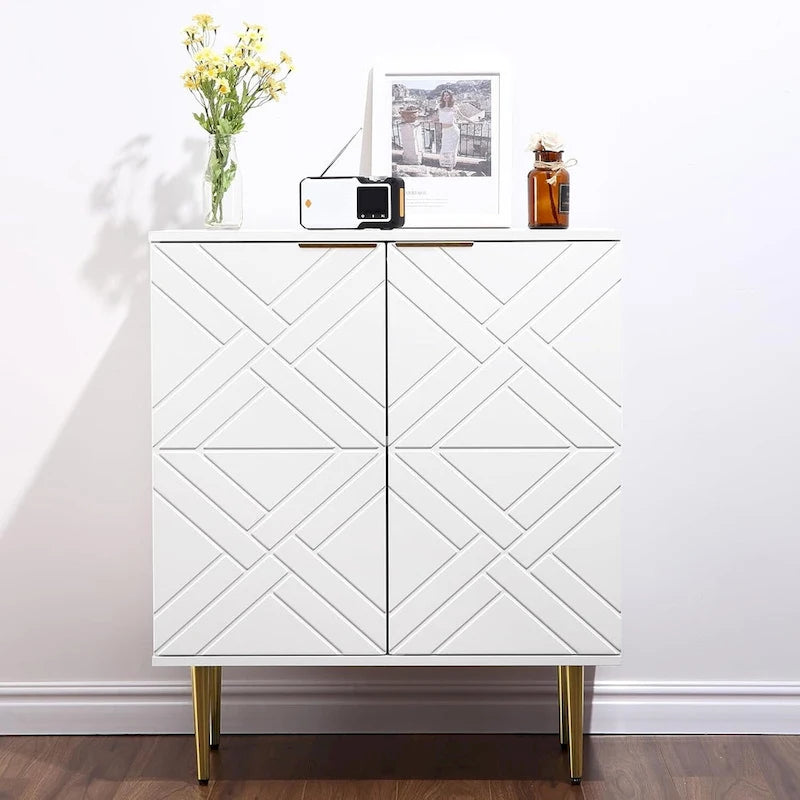 Modern 2-Door Sideboard Buffet Cabinet with Metal Legs