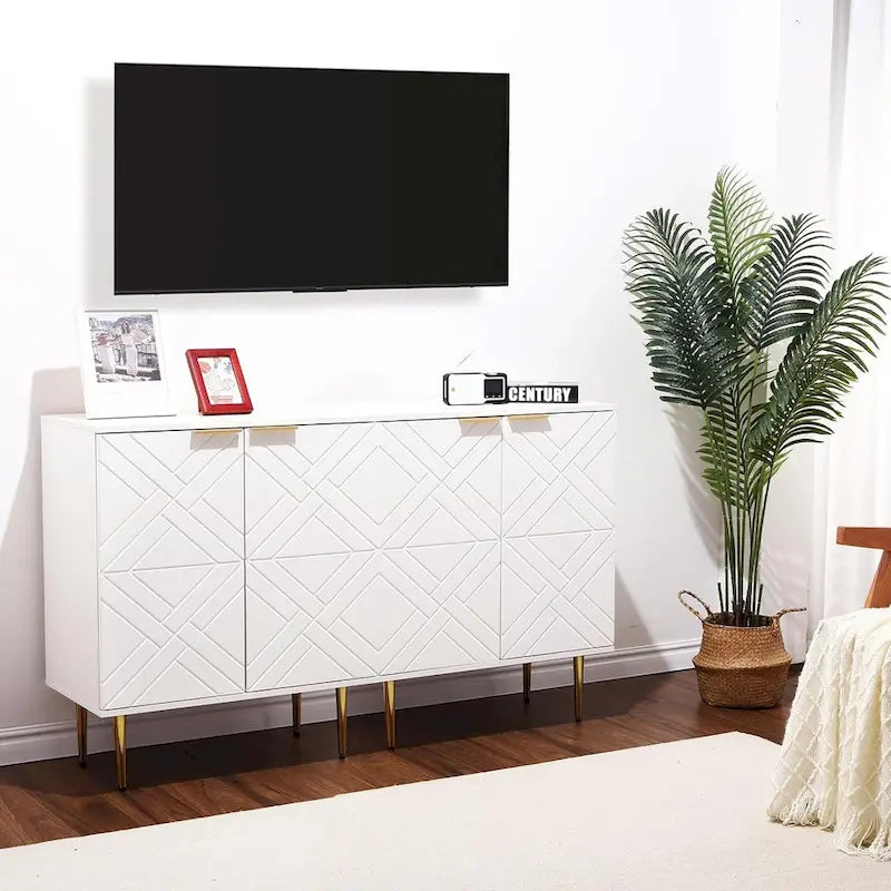 Modern 2-Door Sideboard Buffet Cabinet with Metal Legs