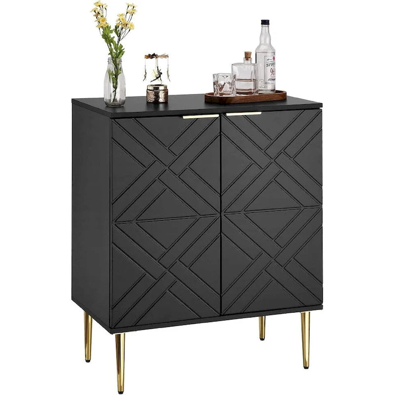 Modern 2-Door Sideboard Buffet Cabinet with Metal Legs