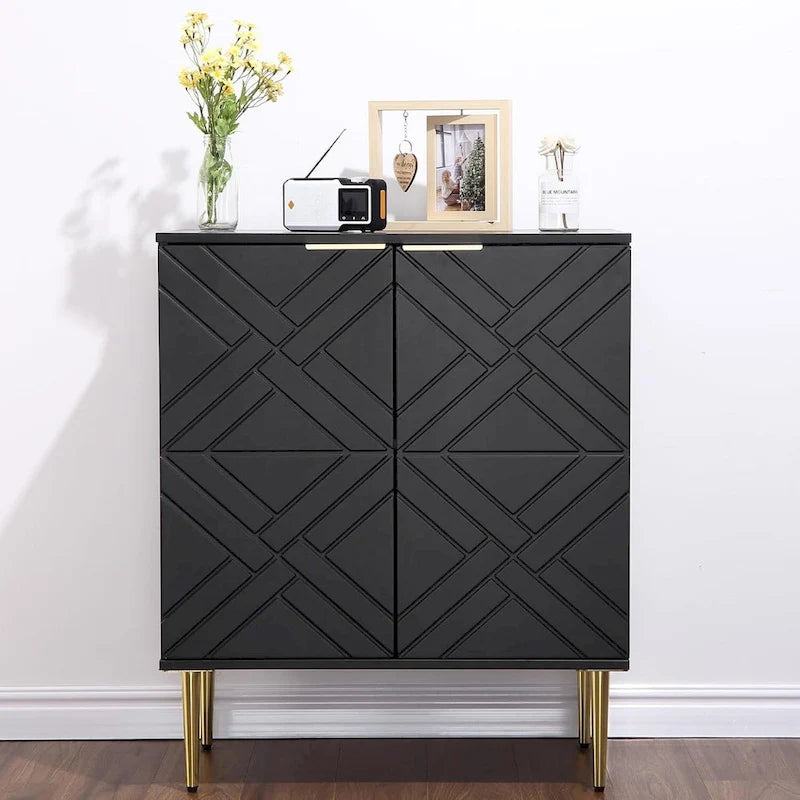 Modern 2-Door Sideboard Buffet Cabinet with Metal Legs