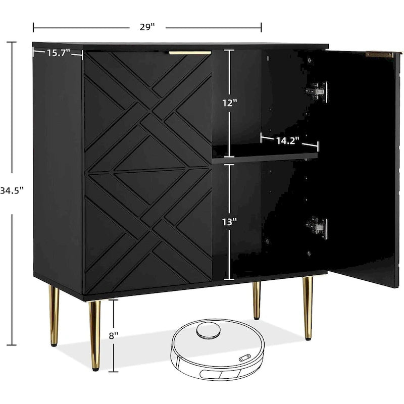 Modern 2-Door Sideboard Buffet Cabinet with Metal Legs