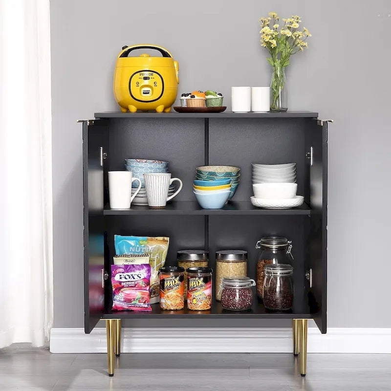 Modern 2-Door Sideboard Buffet Cabinet with Metal Legs