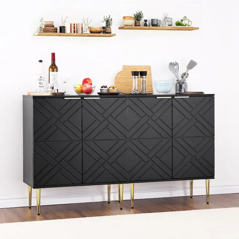 Modern 2-Door Sideboard Buffet Cabinet with Metal Legs