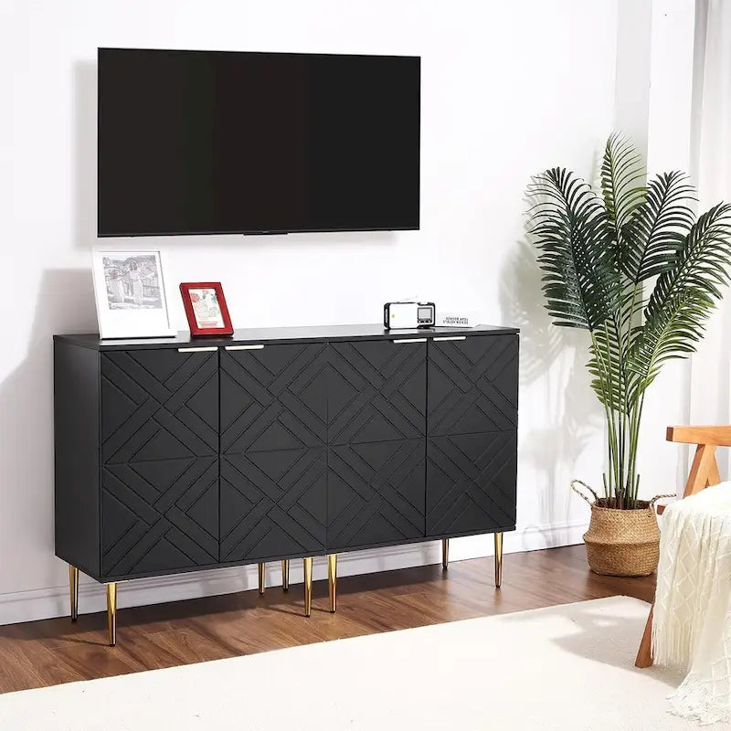 Modern 2-Door Sideboard Buffet Cabinet with Metal Legs