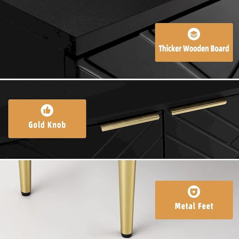 Modern 2-Door Sideboard Buffet Cabinet with Metal Legs