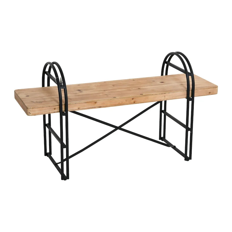 Wood and Metal Bench with Driftwood Finish