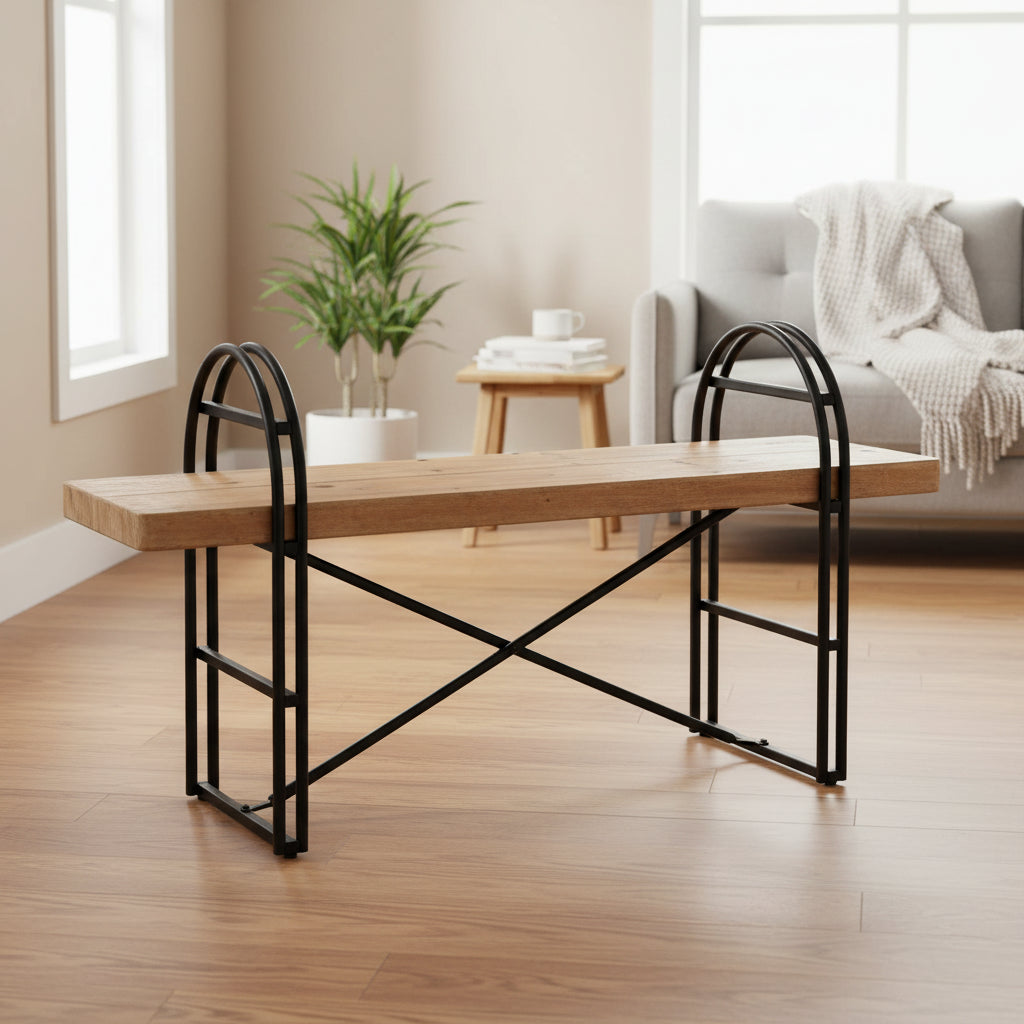 Wood and Metal Bench