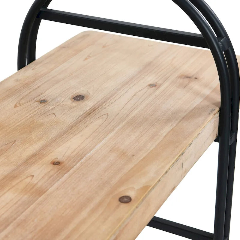 Wood and Metal Bench with Driftwood Finish