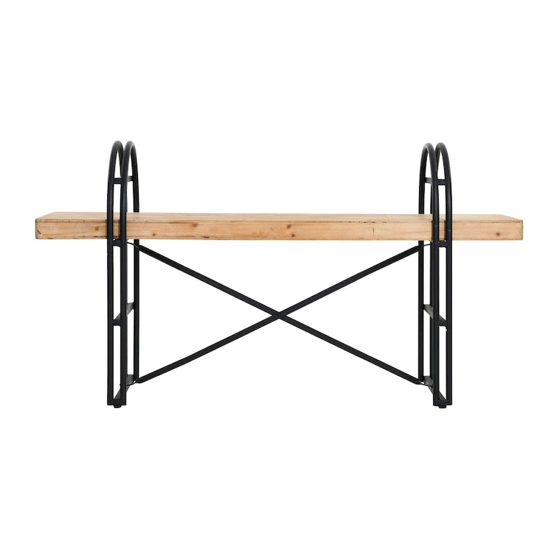 Wood and Metal Bench with Driftwood Finish