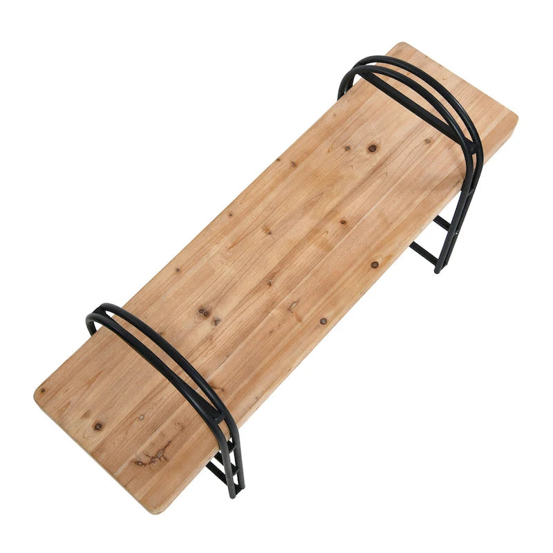Wood and Metal Bench with Driftwood Finish