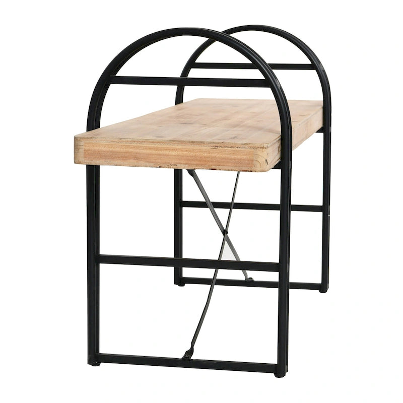 Wood and Metal Bench with Driftwood Finish