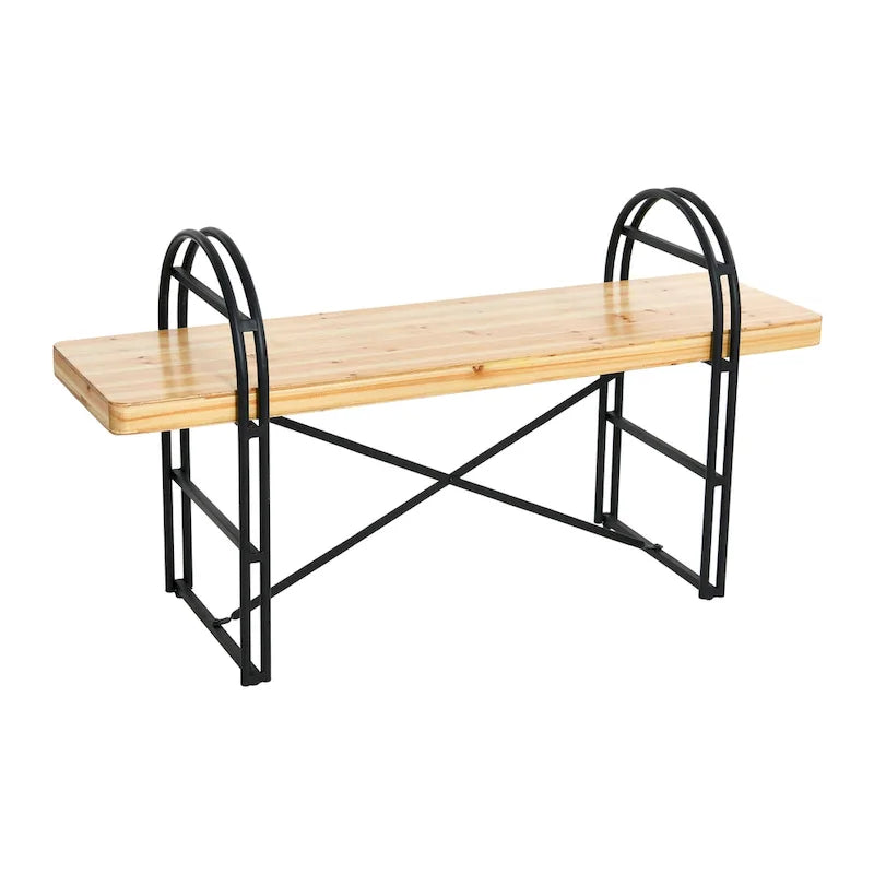 Wood and Metal Bench with Driftwood Finish