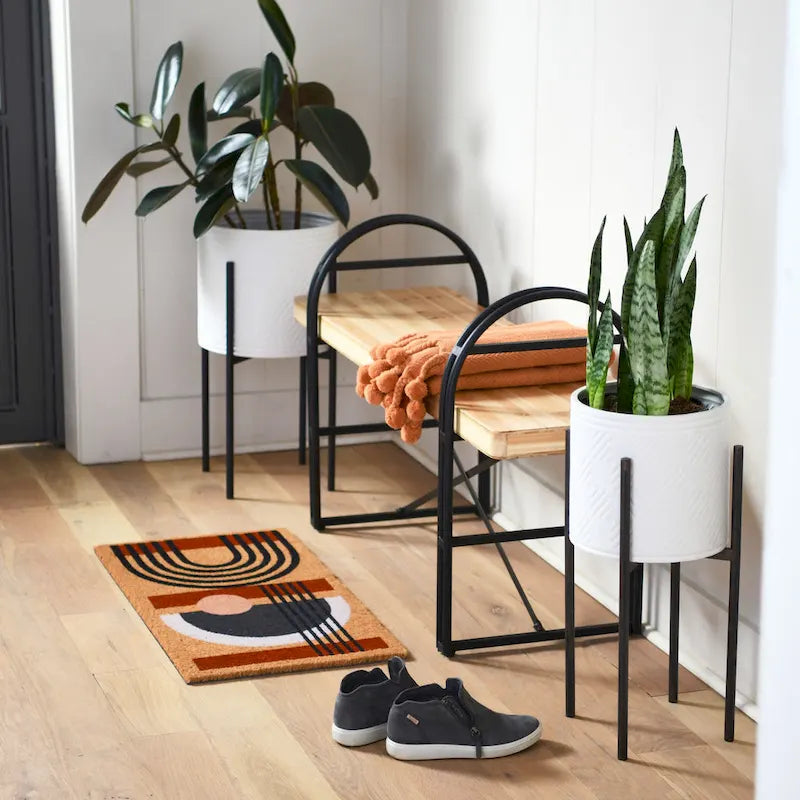 Wood and Metal Bench with Driftwood Finish