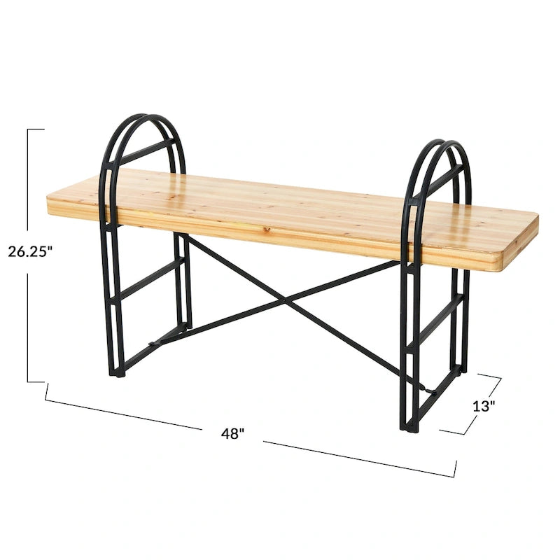 Wood and Metal Bench with Driftwood Finish