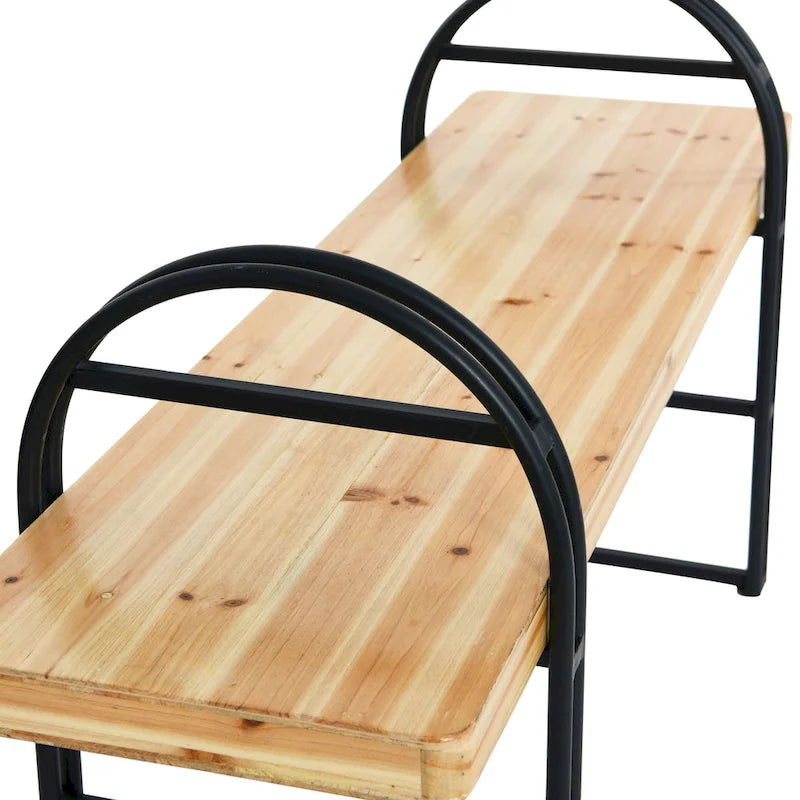 Wood and Metal Bench with Driftwood Finish