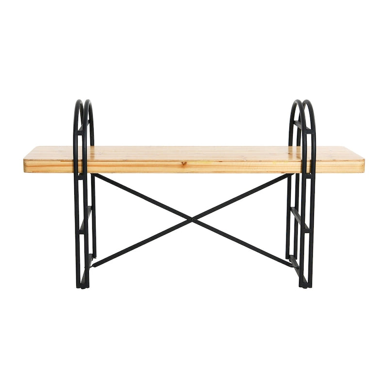 Wood and Metal Bench with Driftwood Finish