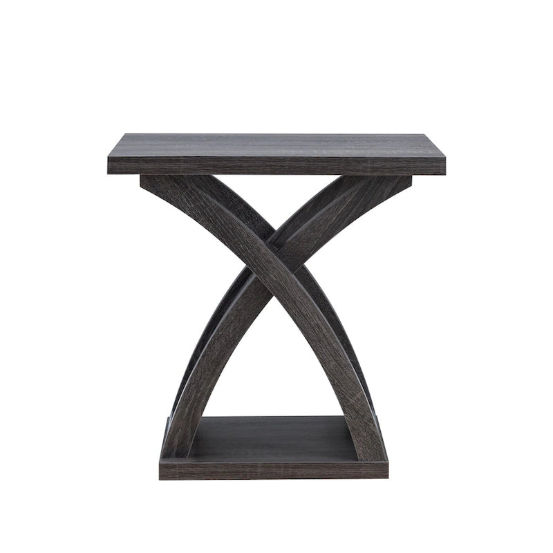 Transitional Distressed Grey 22" End Table with Lower Shelf