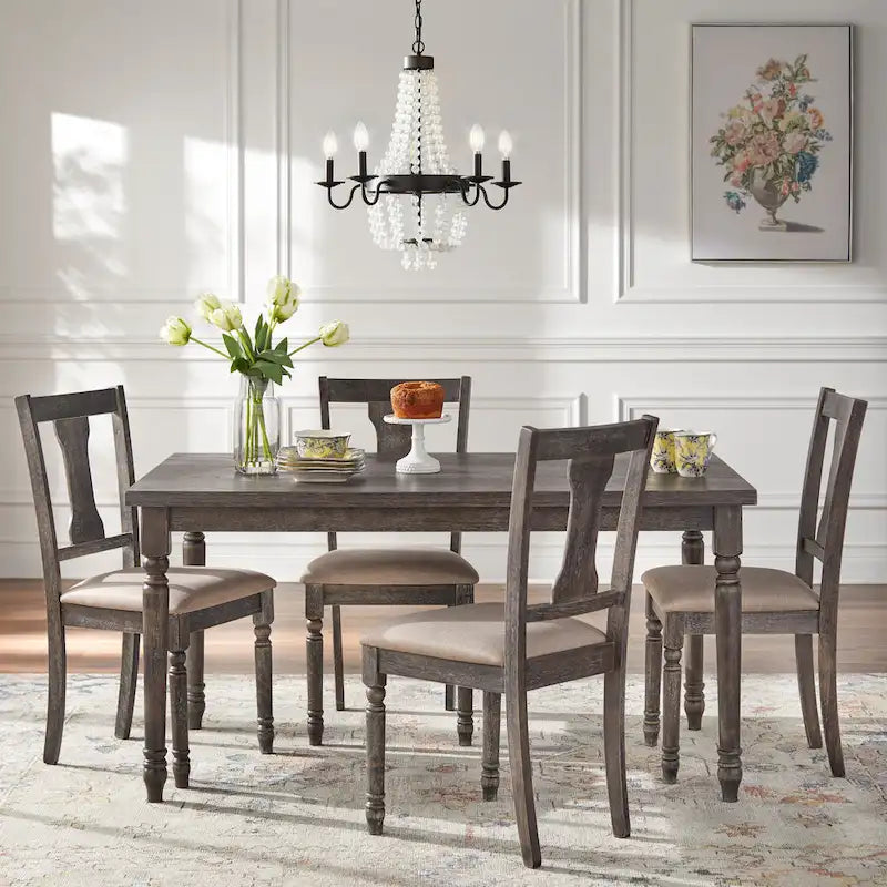French Country Dining Table in Weathered Grey
